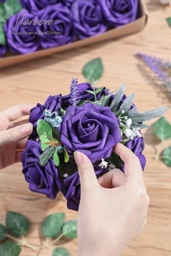Rosas Artificiales C/tallo Realistas X25u/7.6cm/ Purpura 1