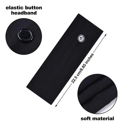 Diadema Con Boton De 6 Piezas, Banda Elastica Unisex Para 1