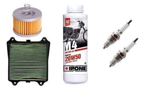 Kit Service Aceite Ipone + Bujias Rouser 160 Ns Bajaj Eltala 0