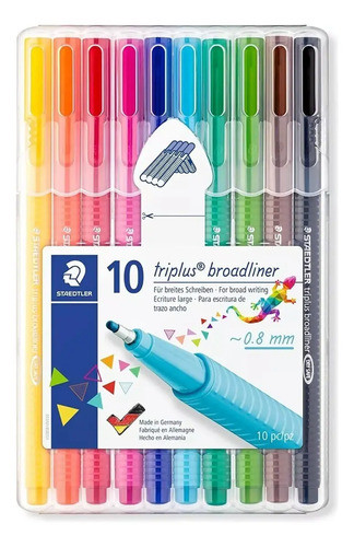 Estuche X 10 Marcador Staedtler Broadliner Triplus 338 0,8mm 0