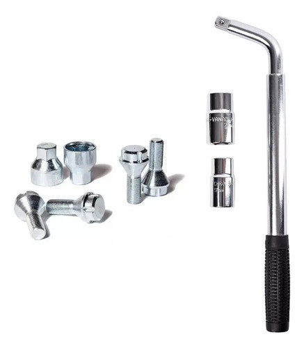 Kit 4 Bulones Antirrobos Llanta Chapa Toyota Hilux + Llave 0