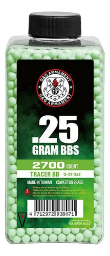 Balines 6mm G&g Tracer Bbs Airsoft 0,25g En Botella X 2700r 0