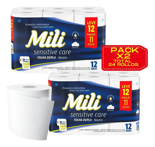 Papel Higienico Mili Doble Hoja 24 Rollos Calidad Premium 0
