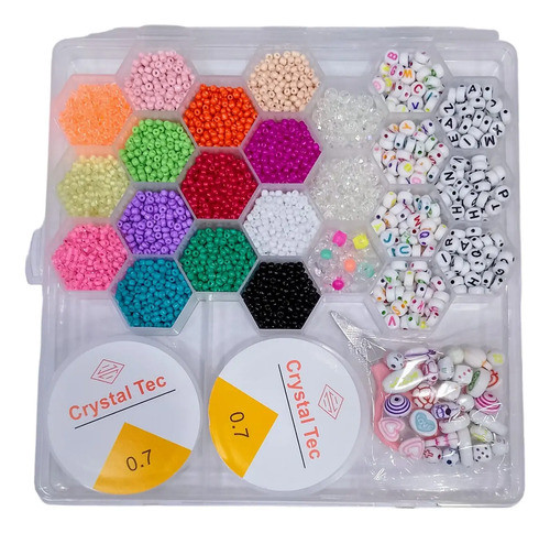 Kit Mostacillas Pulseras Bijouterie Estuche Letras Forma 327 0