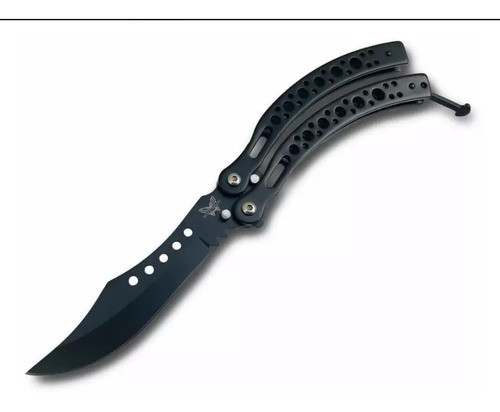 Navaja Mariposa Csgo Curva Balisong Black Tactica  Negra 1