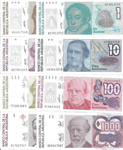 Serie De 8 Billetes Australes De 1 A 5000 Sin Circular 0