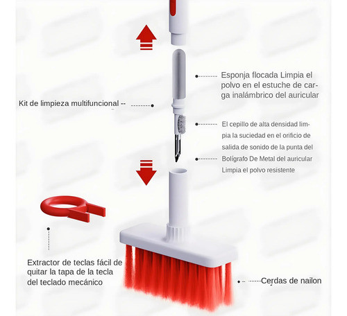 Limpiador De Teclado De Cepillo Suave 5 En 1 Multifunción 1
