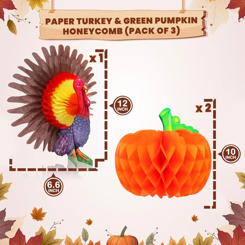 Centro De Mesa Para Thanksgiving: Calabaza Y Pavo De Papel 1