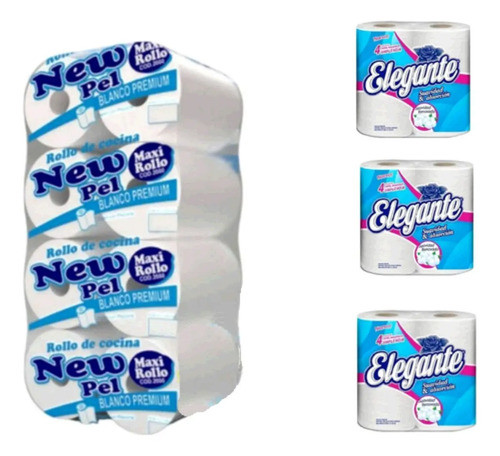 Pack De Papel Higienico Elegante X 12 + Rollo Cocina X 8uni 0