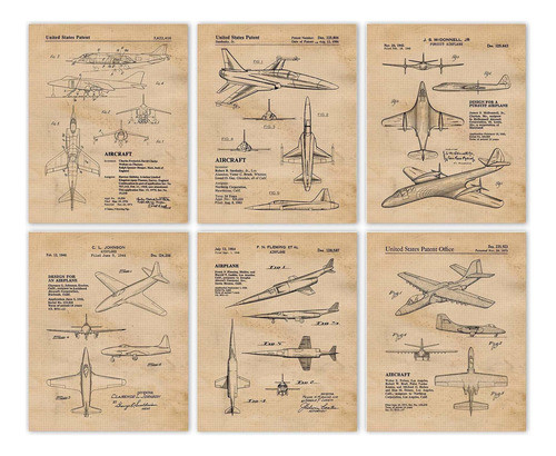 Vintage Fighter Pursuit Military Airplanes Patent Prints, 6. 0