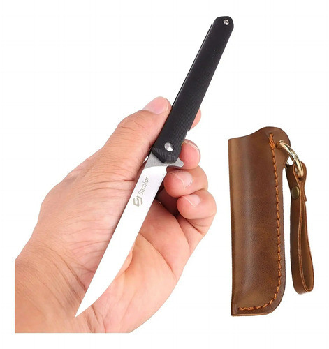 Cuchillo Plegable Hoja 5cr13 Mango Abs Negro Con Clip 0