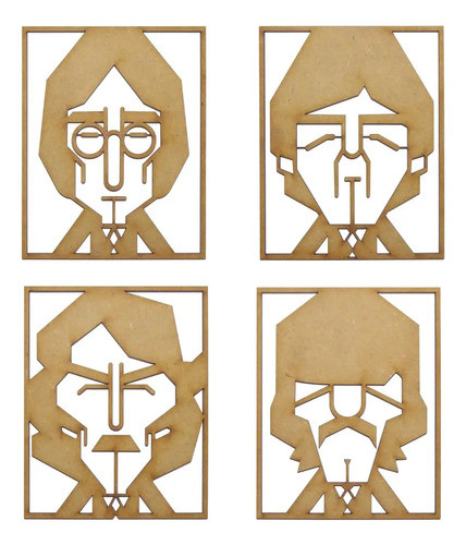 Set De 4 Paneles De The Beatles 11x14cm Fibrofacil 0