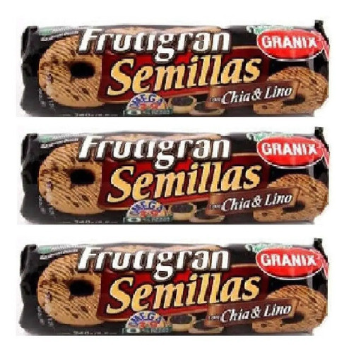 Pack X 3 Galletitas Frutigran Avena Chia Y Lino X 240grs 0