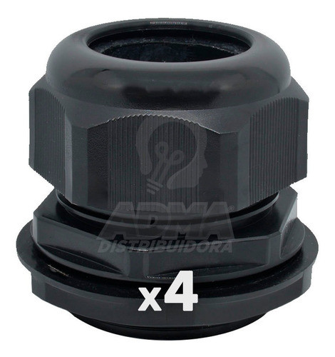 Prensacable Plastico 1 3/4 Ajuste 22 A 32mm Negro Conico X4 1