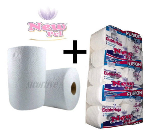 Papel Higienico D/hoja + Bolson Rollo De Cocina 8u. 1