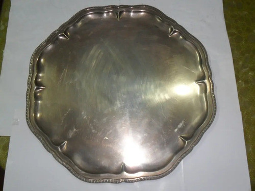 Bandeja Octogonal De Metal Plateado En Relieve Plato 0
