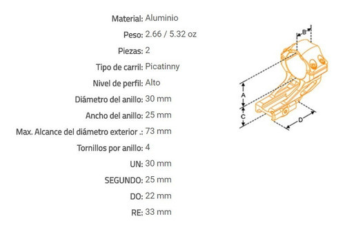 Montaje Anillas Utg 30mm Alto Picatinny Weaver Air322s 37mm. 1