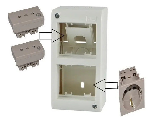 Caja Richi 4 Módulos Con 2 Toma Modular Y 1 Toma Schuko 1