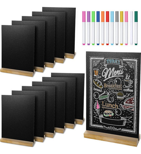 Paquete De 12 Mini Letreros De Pizarra De Mesa Con Base De M 0