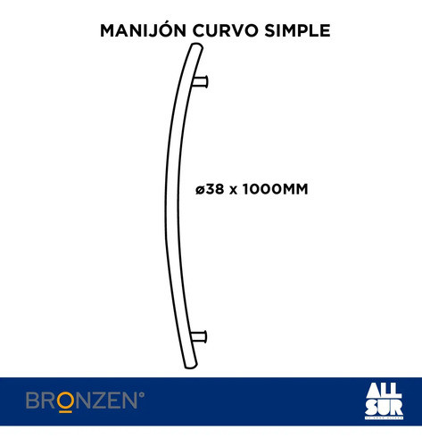 Manijon Barral Curvo Acero Inoxidable 38 X 1000 Mm Puerta 1