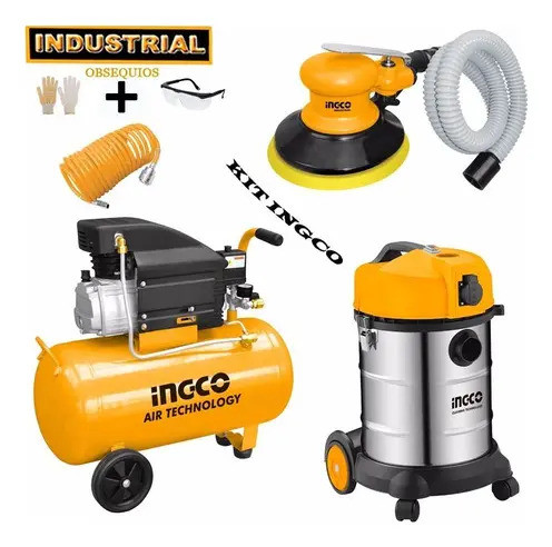 Kit Ingcoparable Compresor 50l+aspiradora30l+lijadora 0