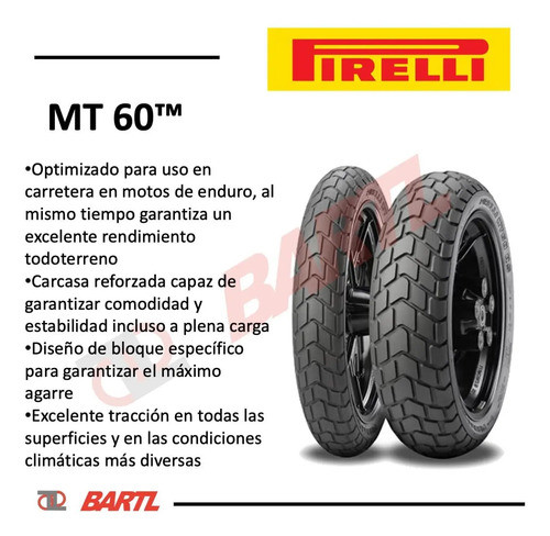 Cubierta Moto 100/90-19 Pirelli Mt60 Tl 1