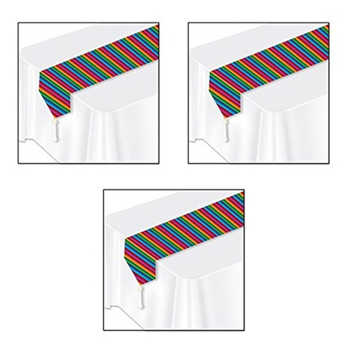 Beistle S50921az3 Impreso Fiesta Table Runner 3 Piezas Multi 0