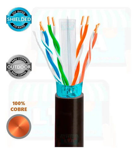 Cable Red Cat6 Ftp Blindado 100% Cobre Exterior 10 Metros 1