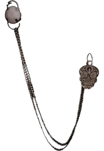 Prendedor Con Cadena Halloween Gema Chica Negra Para Camisa 0