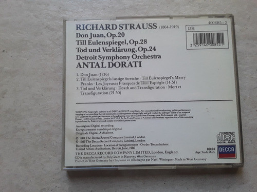 Strauss - Don Juan Dorati Verklarung - Cd / Kktus 1