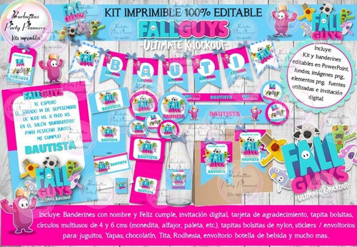 Kit Imprimible Candy Bar Fall Guys Ultimate Ko 100% Editable 1