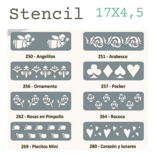 Stencils Decorativos 4,5cm X 17cm Eqarte  Xunid. 0