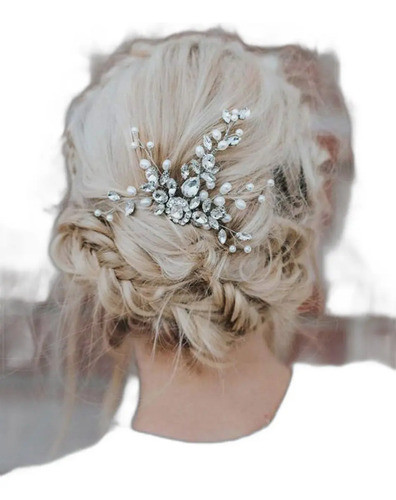 Jakawin Novia Cristal Boda Peine Para El Cabello Perla Pieza 0