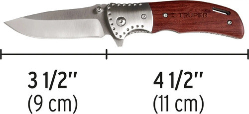 Navaja Abatible 11cm Acero Inox Mango De Madera Truper Nv-4 1
