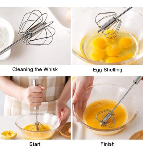 Batidor Manual Huevo Crema Leche Acero Inoxidable Mezclador 1