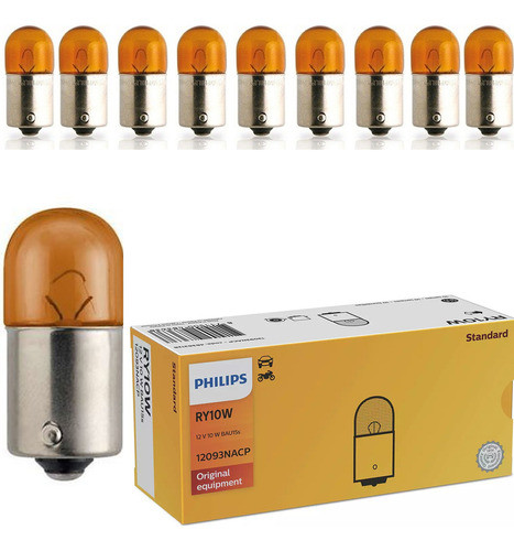 Kit 10 Lamparas Philips Ry10w 12v 1 Polo Despareja Ambar 10w 0