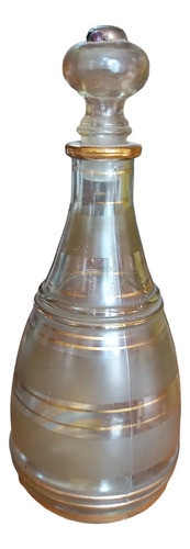 Licorera/jarrón De Vidrio Biselada C/tapón Decorada Con Oro 0