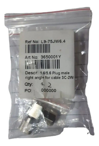 Conectores 1.6/5.6 Macho Codo Para Cable 3c-2w 0