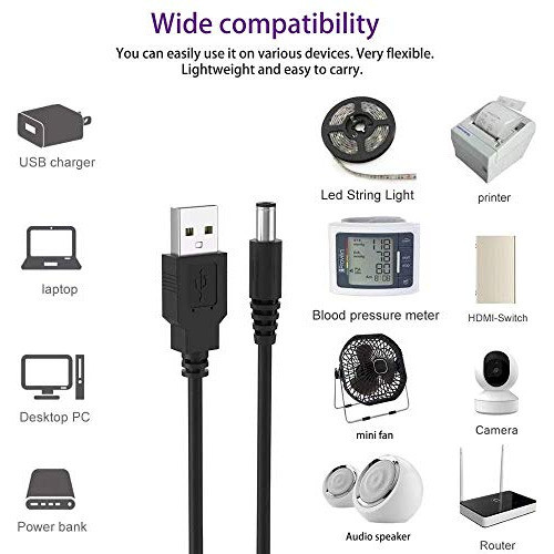 Cable De Alimentación Usb A Cc De 5 V De Liansum, Cable De C 1
