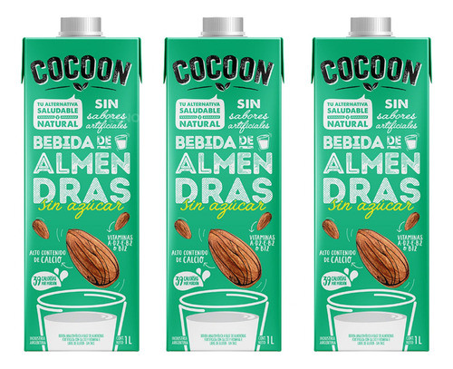 Bebida Leche Almendras Cocoon Sin Azucar Sin Tacc 1lt X3u 0