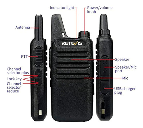 Retevis Radio Bidireccional Rt22 Recargable De 1