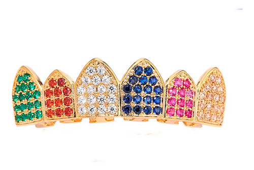 Parrillas Para Dientes Grillz  6ix9ine Strass Baño Oro 14kl 0