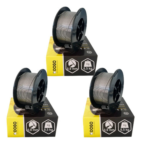 Alambre Flux 0,9mm Mig Sin Gas Rollo 0,5 Kg - Pack X3 Rollos 0