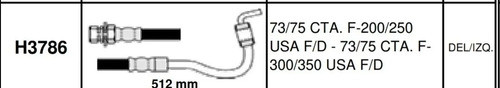 Manguera Freno Del. Izq. Ford 350 Usa 73/75 ,512mm - Fx 3786 1