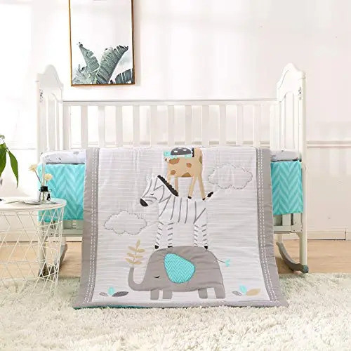 Wowelife 3 Piezas De Ropa De Cama De Cuna Gris Elefante Y Ce 0