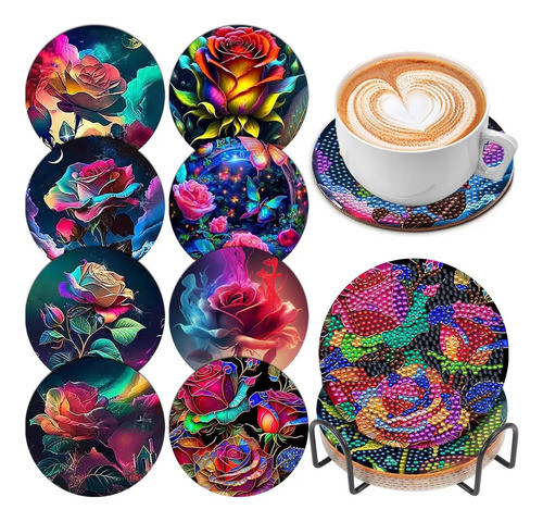 Kit Pintura Por Diamantes Posavasos De Diseños Varios - 16 0