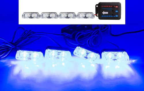 Set 4 Modulos 2w Baliza Led Azul 8w 12v P/policia Nl9012-4 1