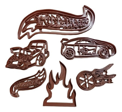Set Completo 6 Cortantes 3d Cookies Galletitas  Hotwheels 0