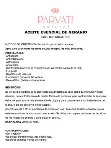 Aceite Esencial De Geranio 100ml Puro 100% Natural 1