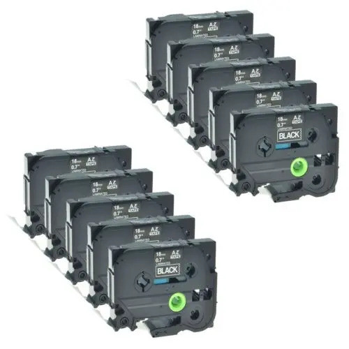 Blanco 10pk En Etiqueta Negra Cinta Tze-345 Tz-345 Para Brot 0